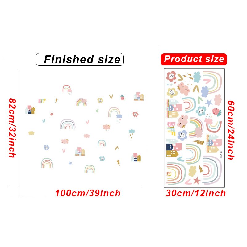 Multi style Cartoon Rainbow Cute Removable Wall Stickers Decals Home Decor Art Mural for Nursery Kids Baby Bedroom Living Room: 157