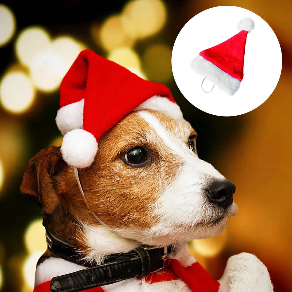 Kat Hond Santa Hoed Mantel Huisdier Cosplay Kostuum Xmas Kitten Puppy Red Caps Party Dress Up Kleding Kerst hoeden ^ 40