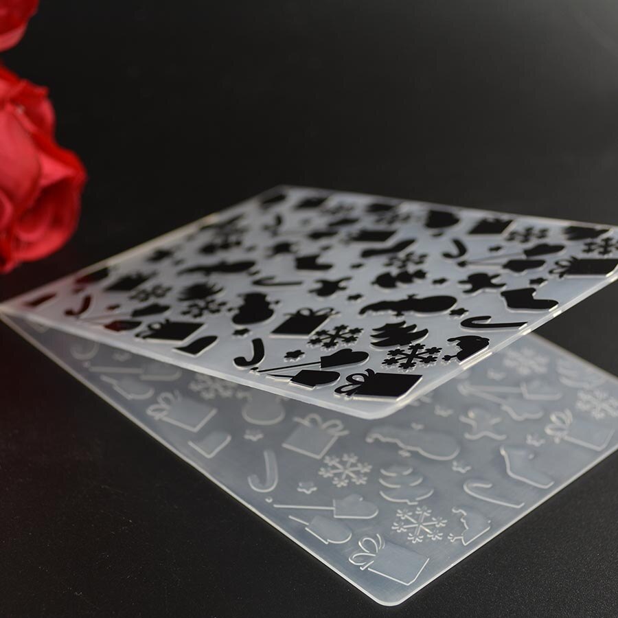 Christmas ornaments snowman plastic embossing folder for card making stationary paper crafts stencil cutting die background