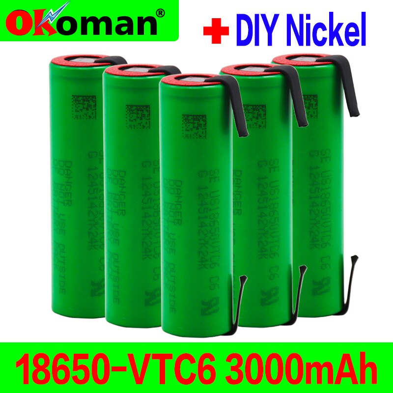 100% original VTC6 3,7 V 3000mAh batería Li-Ion 18650 30A descarga para US18650 VTC6 baterías de herramientas + de níquel de DIY hojas