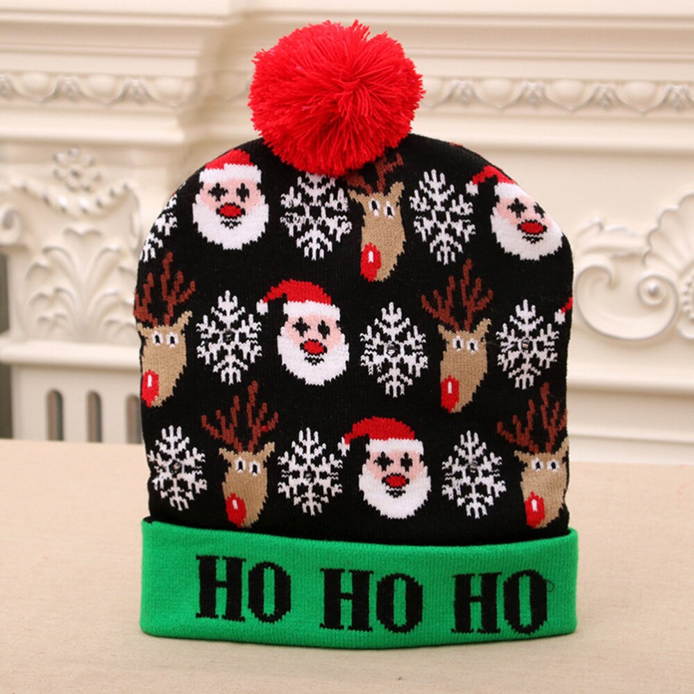 4PCS Light Up Knitted Beanie Hat - Glowing Santa Hat - Christmas Party Decor for Adults & Kids