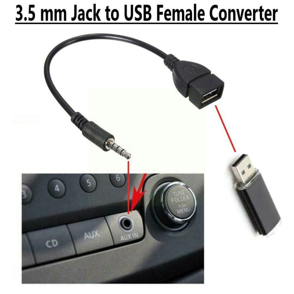 3.5Mm Audio Aux Jack Naar Usb 2.0 Type A Vrouwelijke Adapter Kabel Auto Plug Stereo Kabel Converter Audio Otg accessoires C8O2