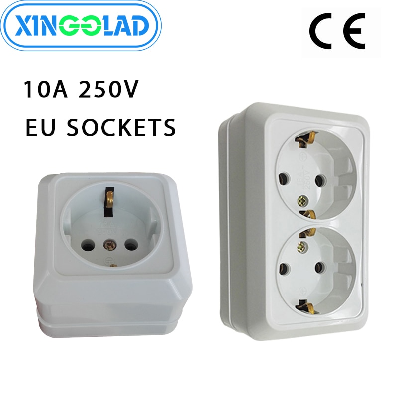 EU Plug 1/2 Outlet Wall Socket Without Ground European Adapter Charging 250V 16A Power Wall Mount Charger CE