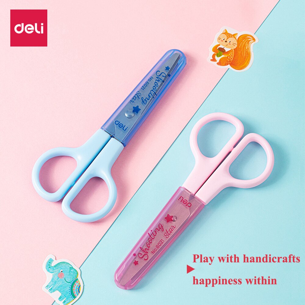 Deli 6021 student scissors for students and children's art and art scissors safety manual DIY tools