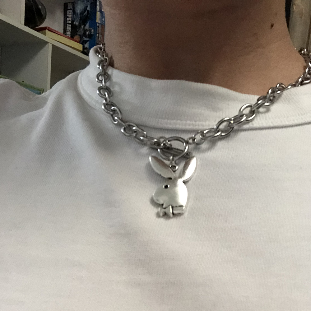 Edelstahl Hip-Hop Stahl Halskette OT Taste Kaninchen Spielen Anhänger Dual Jungen Armband Kreuz Blatt Bull Kopf Herz Jesus Buchstaben