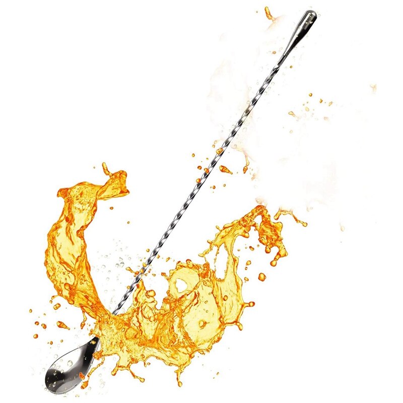 Set van 15.7/12 inch cocktaillepels, roestvrijstalen cocktail shaker met spiraalpatroon en cocktailmenglepel