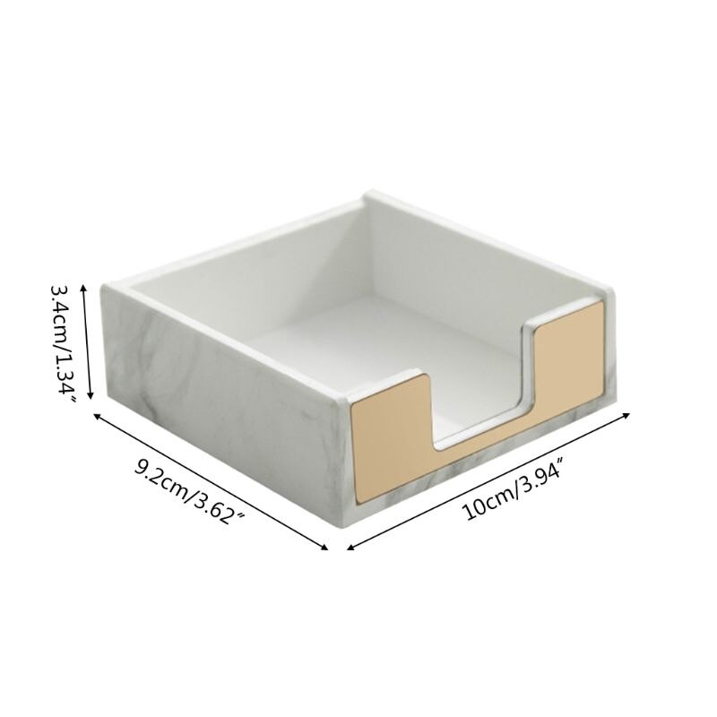 Marble Pattern Square Memo Box Sticky Note Storage Card Holder Organizer Supply