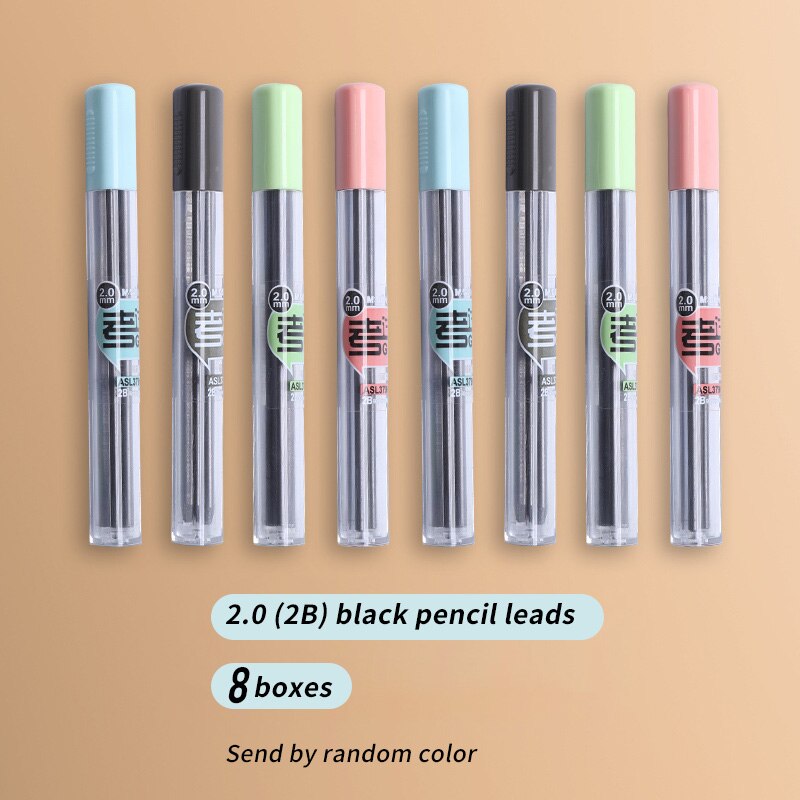 M&amp;G Mechanical Pencil 2.0mm lead with Eraser 2B Drawing Writing Activity Pencils led pencils for school With lead pencil knife: 8 boxes refills