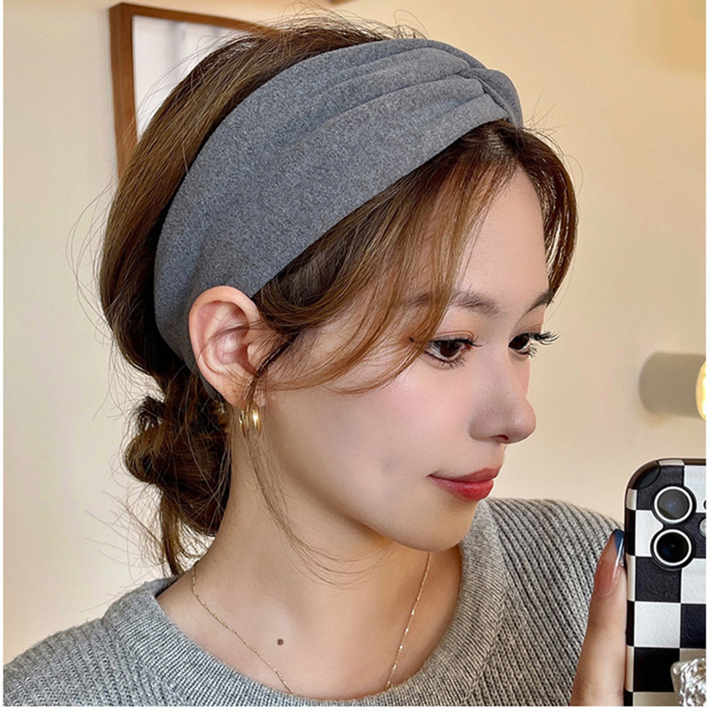 Diadema elástica de lana cruzada Lisa para mujer, diademas cálidas informales gruesas para exteriores, turbante, Bandana, accesorios para el cabello a la