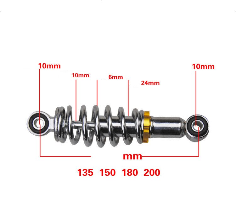 Amortisseur électrique pour moto, 1 150mm, 135mm, 200mm, paire de ressorts de Suspension, 180mm, 150mm, 180mm