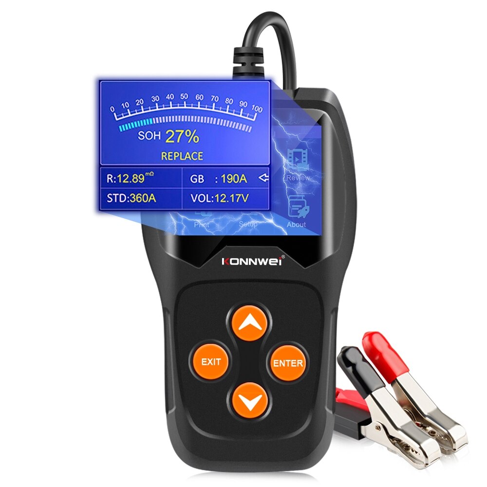 Kw600 bilbatteri testare 12v analysator 100 to 2000 cca snabbstart diagnostisk repait laddning krets tester verktyg pk  ba201