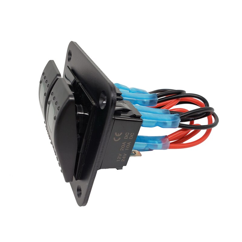 2 Gang Rocker Switch Panel 12-24V LED Waterproof Switch Panel Circuit Breaker for Car Marine Boat Camper Caravans Travel Trailer