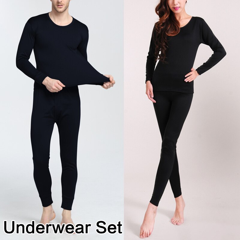 Men's Winter Thermal Underwear Suit Circular Collar Solid Color comfortable Warm Long Sleeve Clothing Set for Male Female