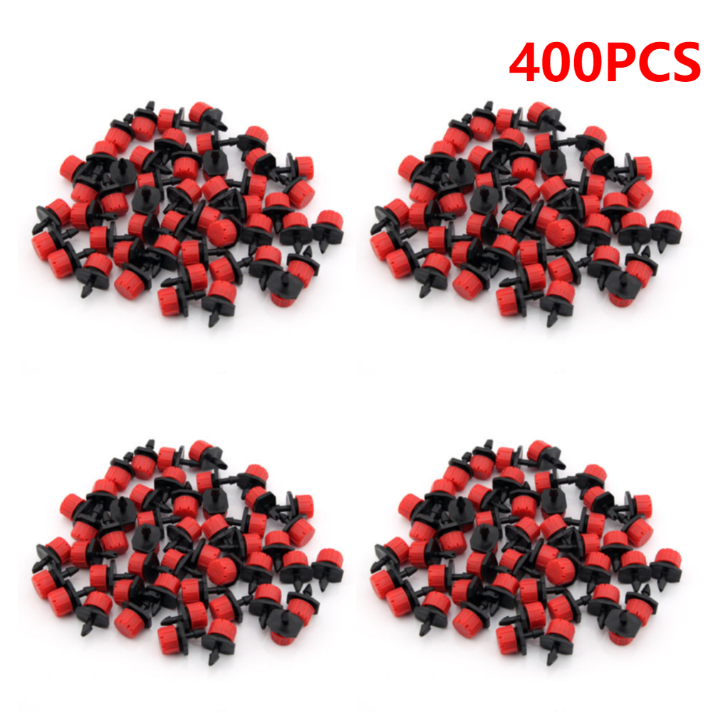 500-100 Uds. Gocciones de riego ajustables de 1/4 pulgadas, aspersores giratorios, microaspersores de riego por goteo para balcón, invernadero: Gris claro