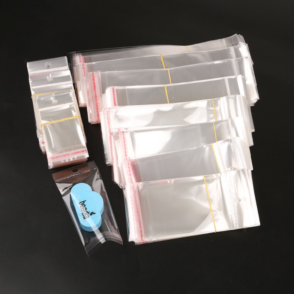 New Arrival 100/200 sztuk przezroczyste samoprzylepne z tworzywa sztucznego odporna na wilgoć samoprzylepne prezent torba torebki biżuteria BagBag DIY