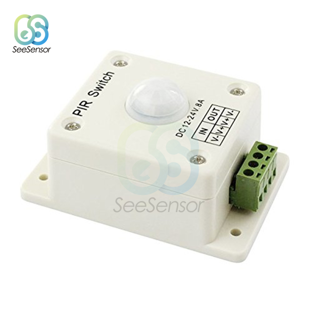 Automatische Passen Pir Motion Sensor Switch Ir Infrarood Detector Licht Schakelaar Voor Led Strip Licht Lamp Dc 12V 24V 8A