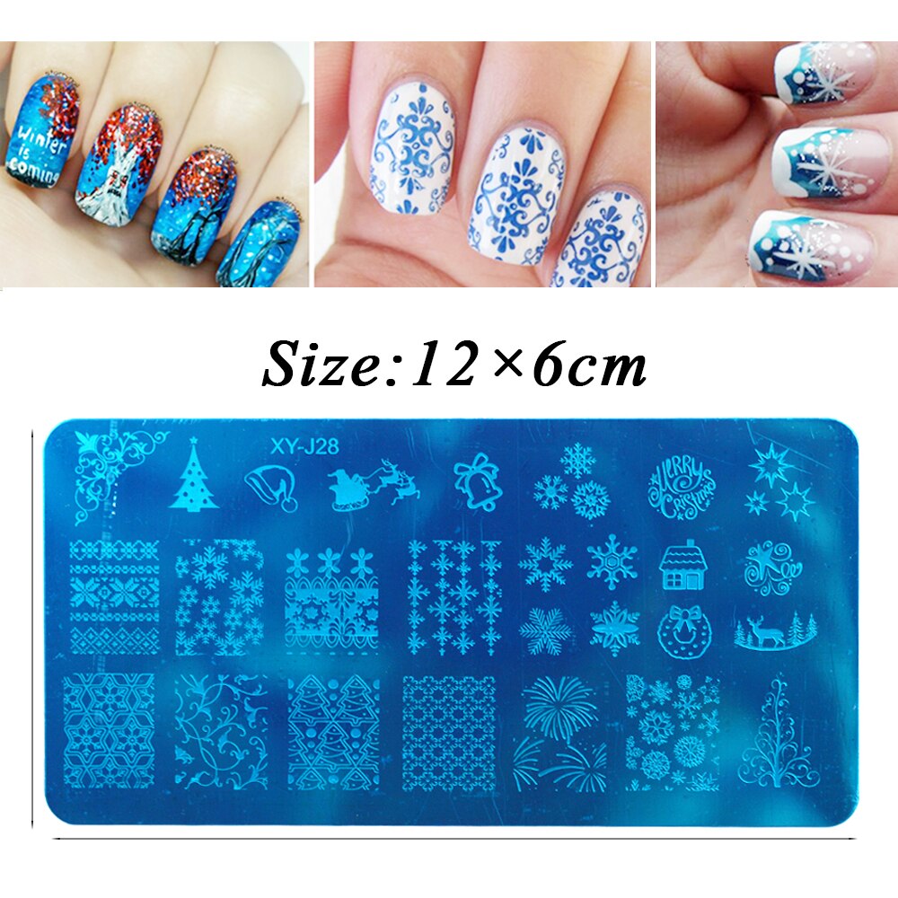 Fuld skønhed halloween kranium ben ugle edderkop jul negle stempling plade manicure billede skabelon festival negle stencil 12*6cm