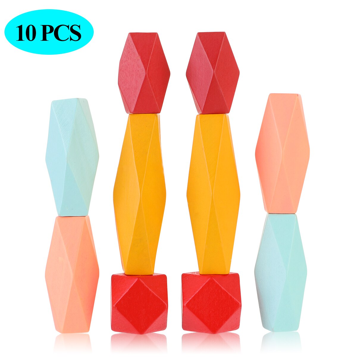 Children's Wooden Colored Stone Jenga Building Educational Toy Nordic Style Stacking Game Wooden: 7