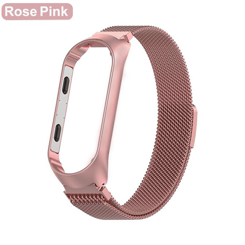 Correa para Xiaomi mi Band 4 pulsera de Metal para mi band 3 correa de muñeca de acero inoxidable para mi band reemplazo pulsera Accesorios: Rose Pink / For Mi Band 4