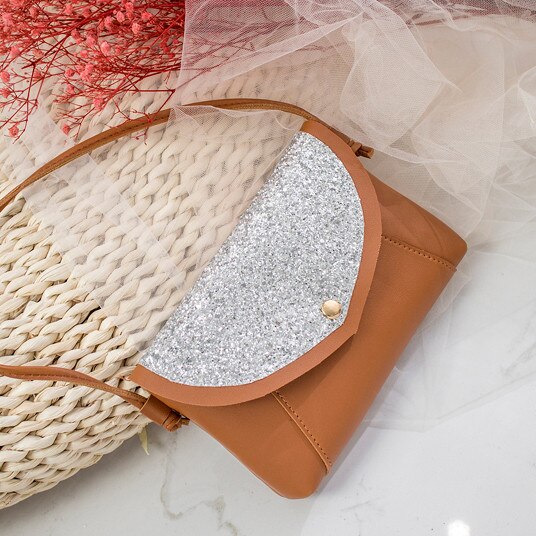 Frauen Pailletten Kette Handtasche Abend Tasche PU Leder Schulter Tasche Kleine Klappe Umhängetaschen für Frauen Bote Taschen