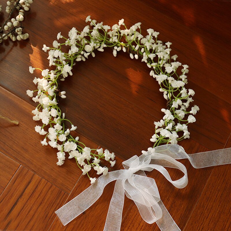 Couronne de gypsophile blanche accessoires de tête de mariée: WHITE