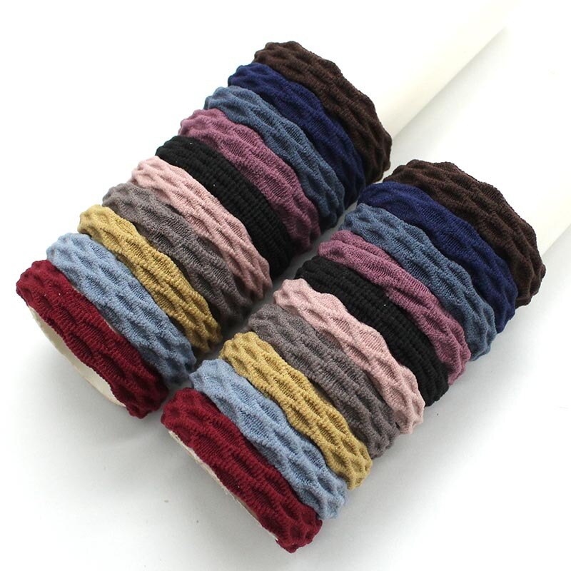 20 piezas audaz de jacquard elástica toalla anillo de banda de goma anillo pelo Pelo sin costuras durable de cabello accesorios para el cabello, cuerda: 3