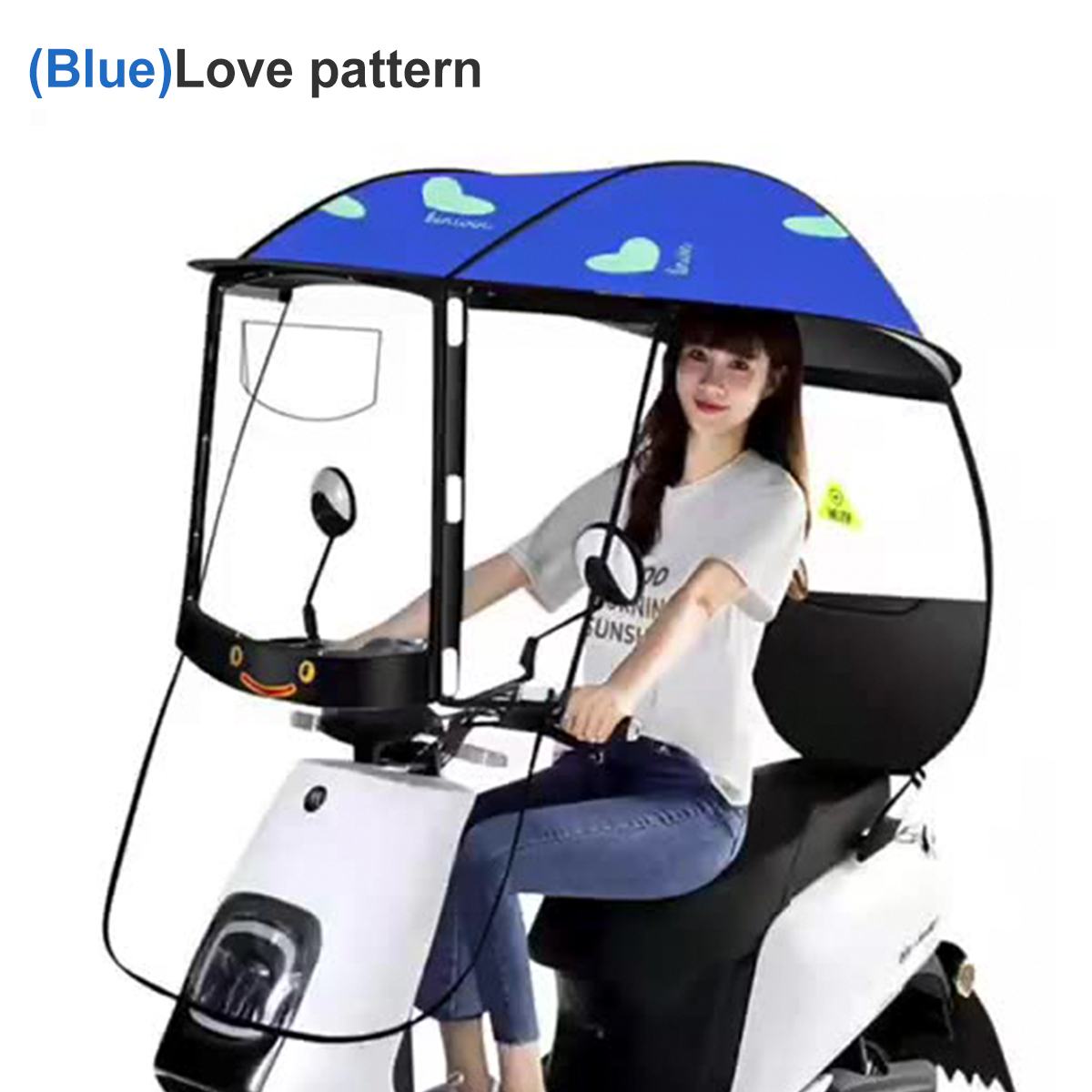 Auvent de moto électrique, tente de voiture, Protection solaire, Poncho de vélo, couverture contre le vent: Blue love