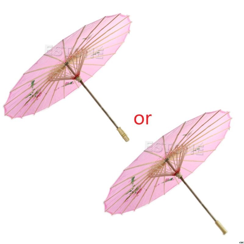 Grace Japanese Chinese Umbrella Art Deco Painted Parasol For Wedding Dance Party: Pink