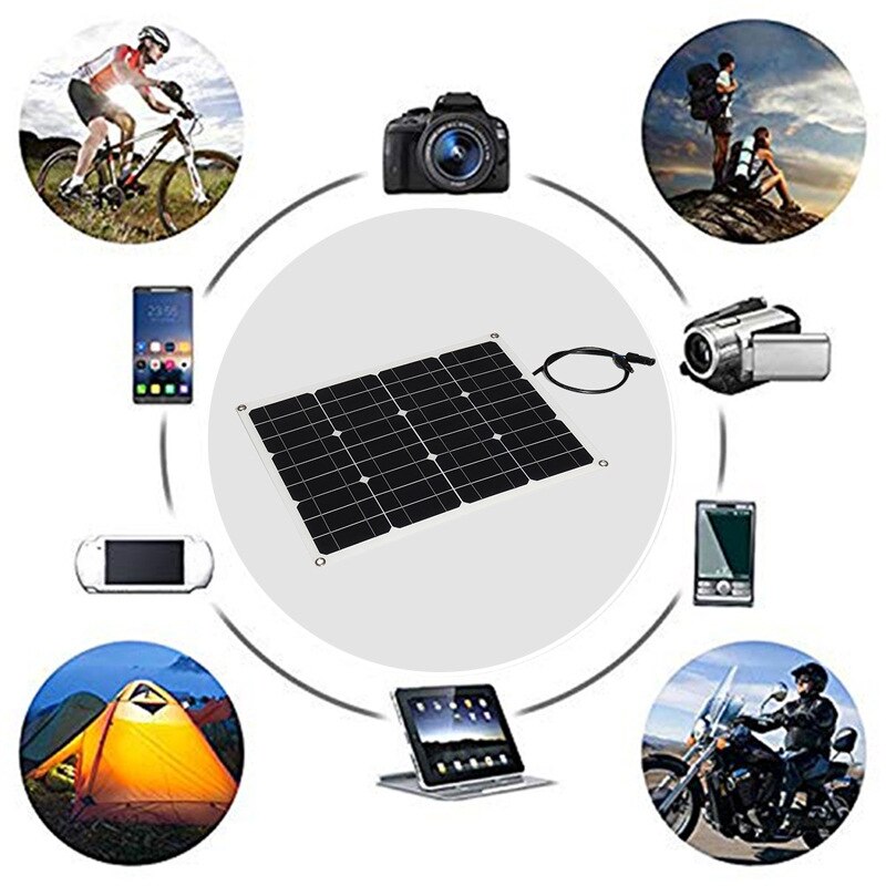 Kit de Panel Solar Flexible, cargador Solar portátil de 100W y 18V, sistema doméstico de 5V, USB para teléfono, 12V, RV, coche, barco, batería de Camping, resistente al agua