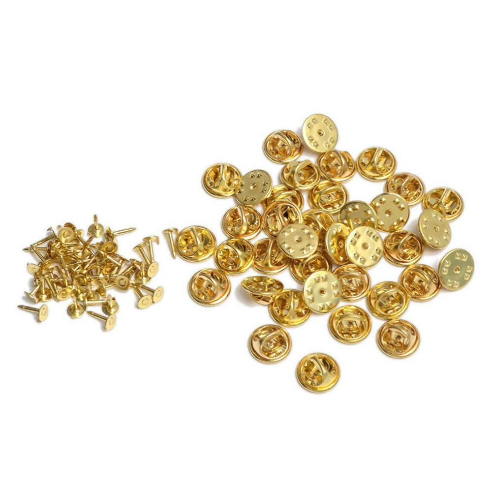 100 Pcs Gold Rhodium Kleur Koper Nail Tie Grip Revers Pin Terug Clutch Scatter Vlinder Sluiting Grip Houder Badge Diy sieraden: gold