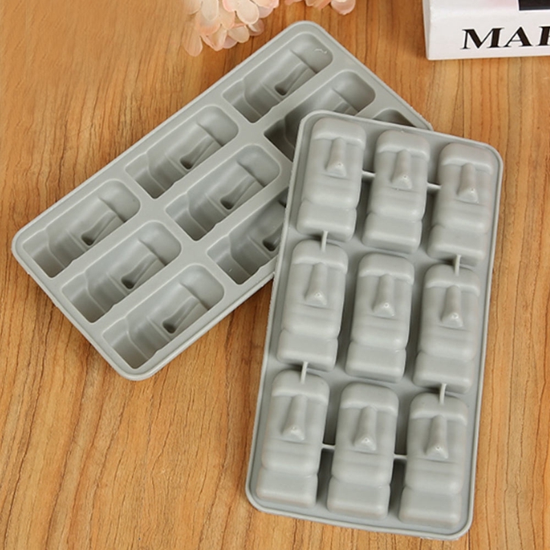 Silicone Rectangle Ice Cube Mold Ice Tray Mold Ice Mould Easter Island Drinking Statues Cocktails 3D Eco-Friendly Originality