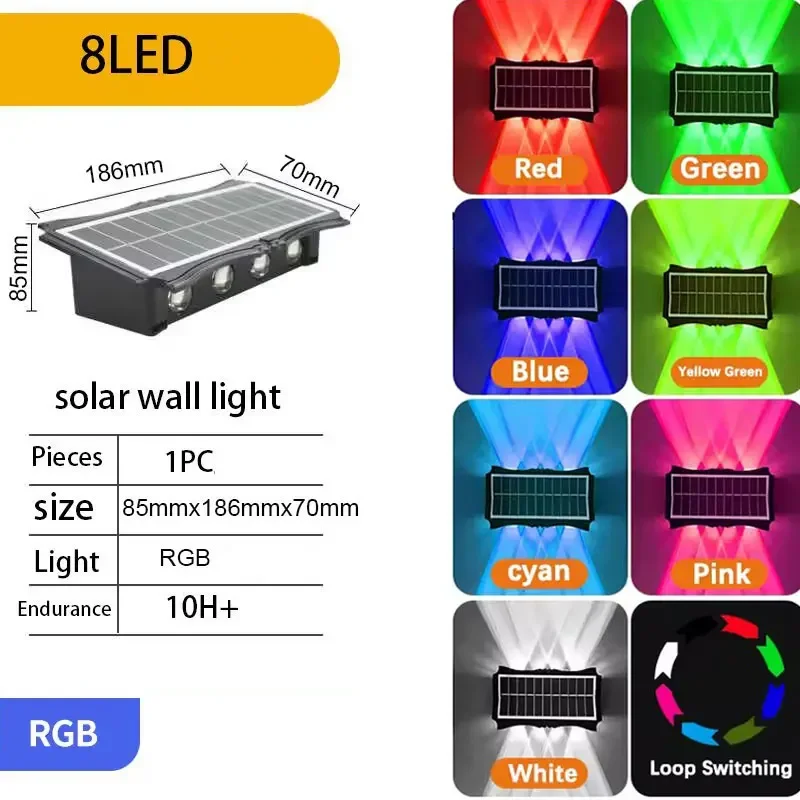 4/6/8LED zonne-wandlamp buiten tuin decoratieve verlichting op en neer lichtgevende verlichting voor veranda tuin buiten balkon straat: Bos Groen