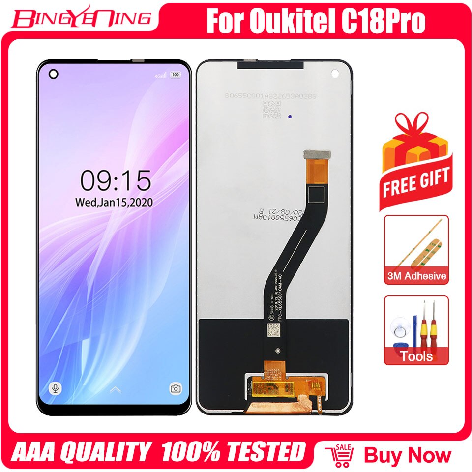Oukitel – ensemble écran et châssis 100% d'origine, module d'affichage de réparation de remplacement pour C12 Pro/C15 Pro/C17 Pro/C18 Pro/C19 Pro/C21: C18 Pro Screen