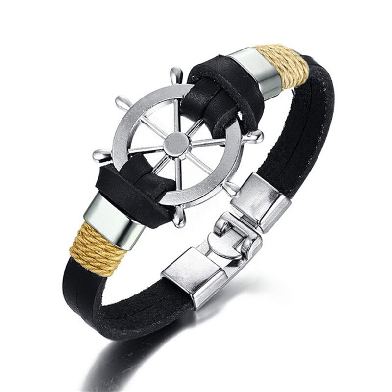ZORCVENS 2022 Neue Jahrgang rüder Charme Armbinde für Männer Multi-schicht Leder Seil Armbänder Armreifen: 82560