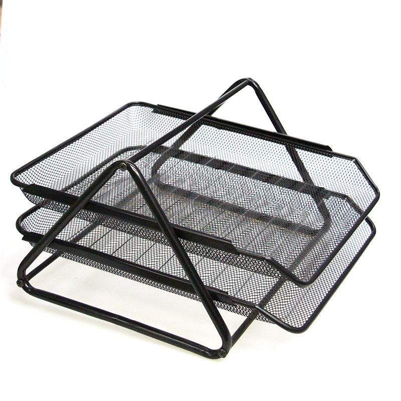 Office Filing Trays Holder A4 Document Letter Paper Wire Mesh Storage 2 Tiers