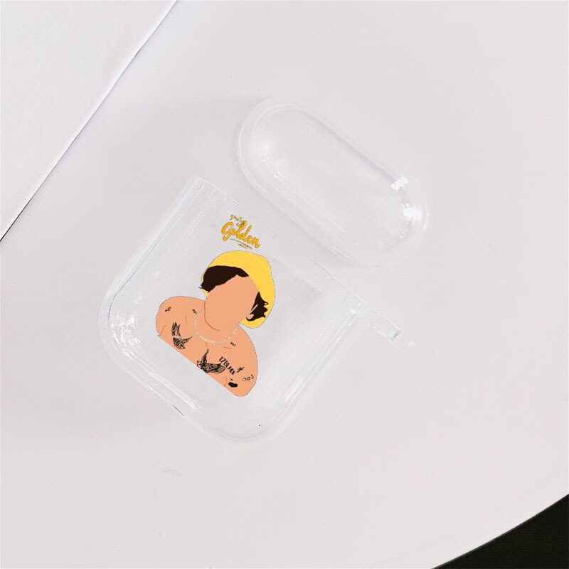 Harry Styles-złote, miękkie, przezroczyste etui na słuchawki do Airpods 1 2 One Direction bezprzewodowa osłona na słuchawki Bluetooth Coque