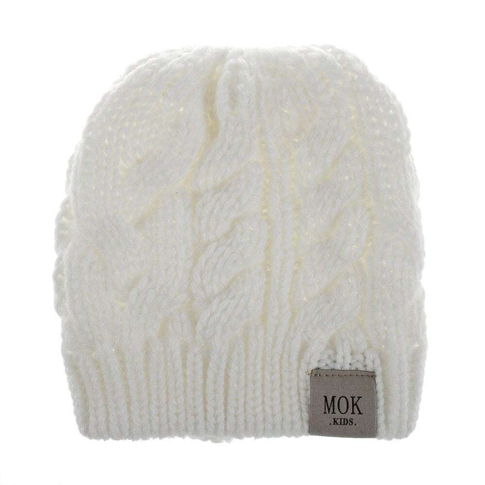 Bonnets en queue de cheval pour enfants, chapeau tricoté pour filles, unisexe, couleur unie,: WHITE