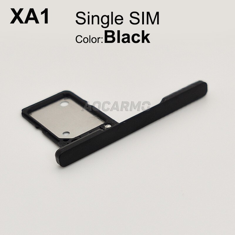 Aocarmo Single Dual SIM Card Holder Reader Sim Tray Slot With Cover For Sony Xperia XA1 G3121 G3125 G3112 G3116: Black Single SIM