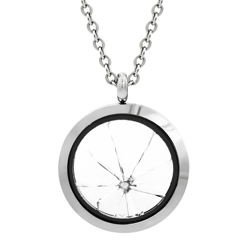 10pcs/lot 30MM Round Stainless Steel Shattered Glass Ceiling Necklace LSFL066: 1