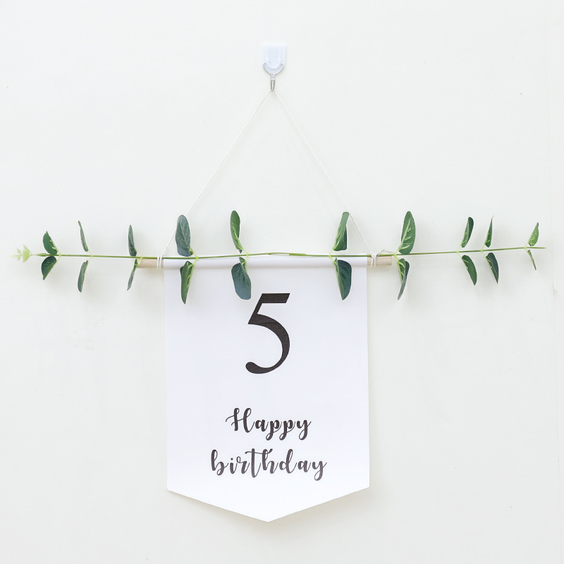 Banderole blanche pour anniversaire de 1 à 9 ans, guirlande de banderole, décoration pour premier anniversaire, fête prénatale, cent jours: 5th Banner
