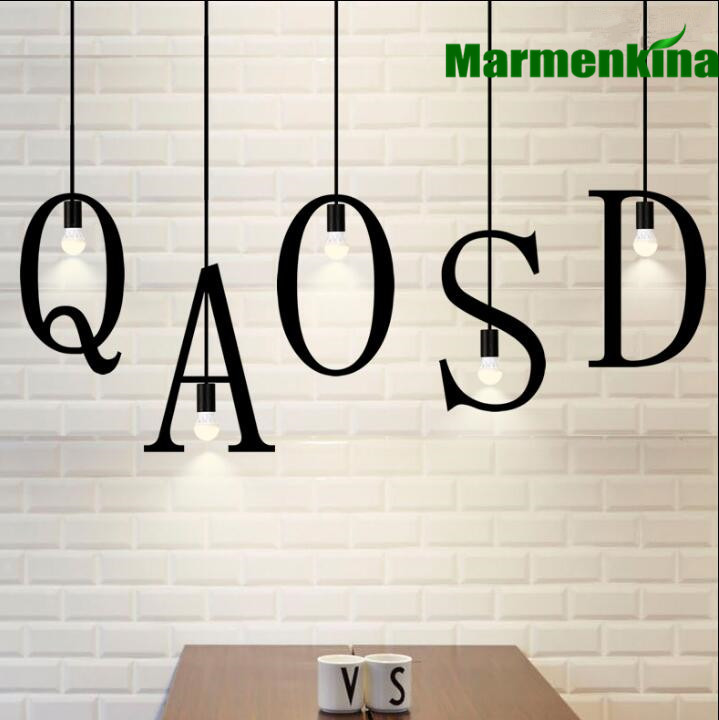 Plafonnier suspendu en fer avec alphabet anglais, éclairage d'intérieur, luminaire décoratif de plafond, idéal pour une réception, un restaurant, un salon, un café, un bar, un bar ou un bureau
