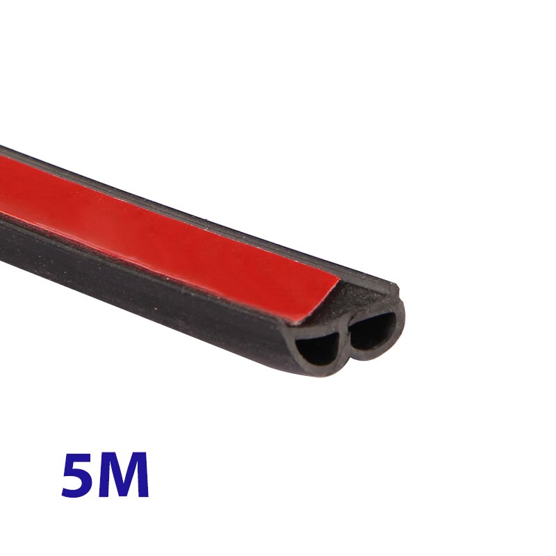 5M Burlete Espuma Goma Negro Puerta Delantera Coche Cinta de Sellado Acústico Adhesivo Resistente al Agua Aislante de Sonido Ruido Tipo B Puerta Trasera Vehículo Universal Tapa Maletero Tira Insonorizante Impermeable
