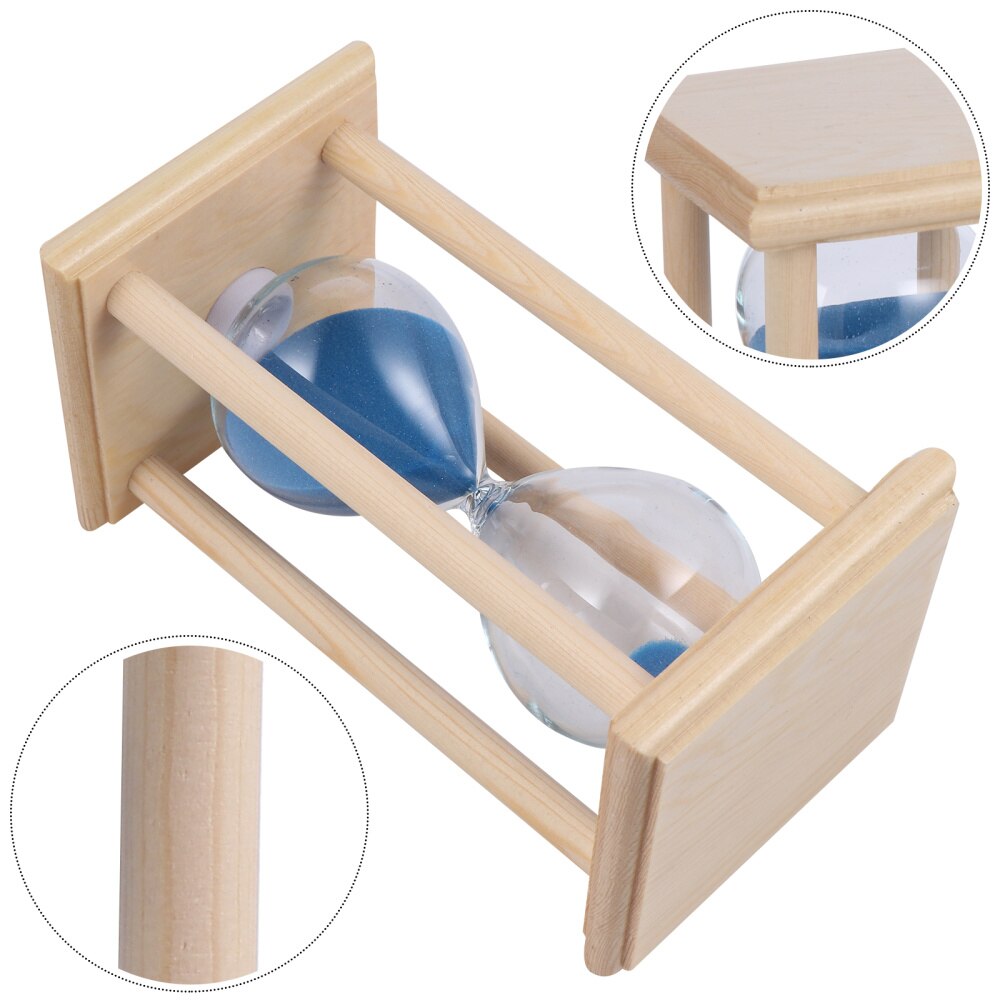 Wooden Frame Hourglass Glass Transparent Glass Sandglass Restaurant Accessories: Blue