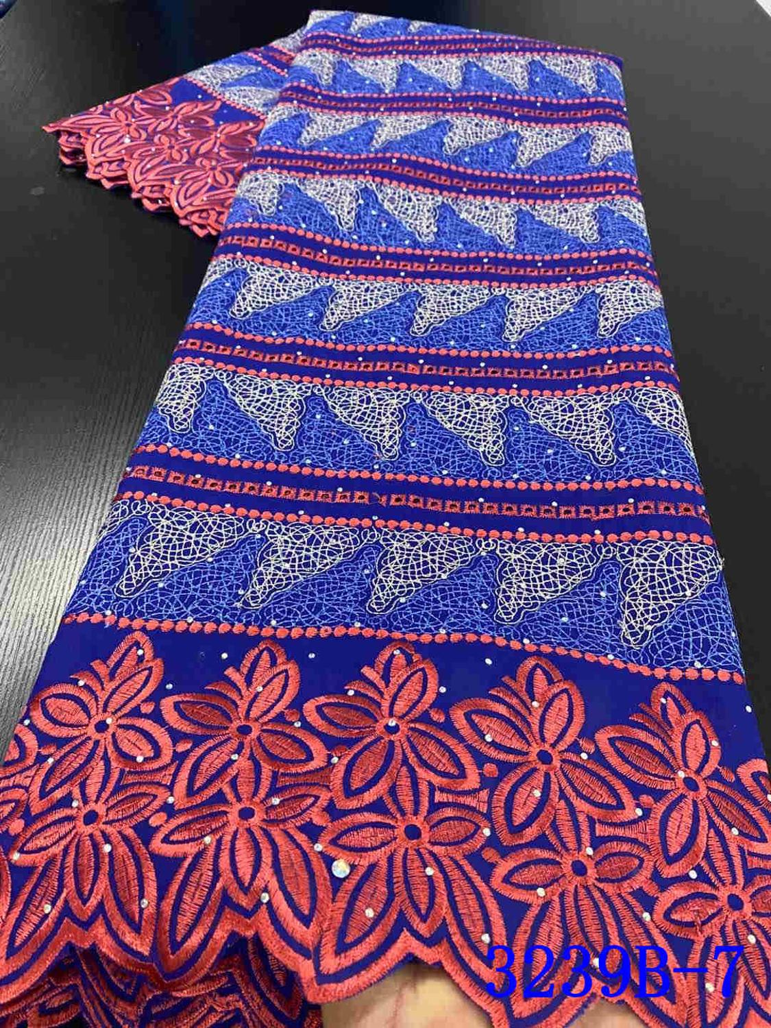 Nigerian Voile Lace Fabric Lace African Lace Fabric Embroidery Cotton For Dress Daily Sew YA3239B-6