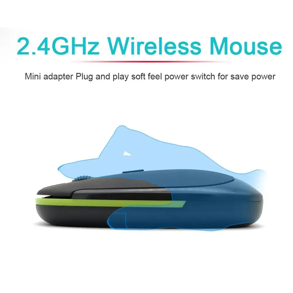 Portable 2.4GHz Wireless Mouse + USB Receiver 1600DPI 10m Gaming Mouse for Macbook Laptop PC