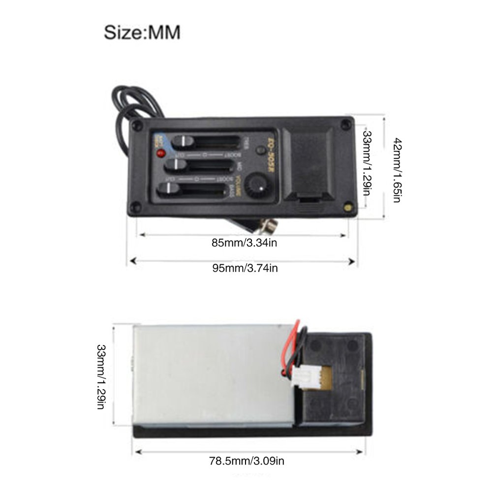 3 Band EQ-505R Akoestische Gitaar EQ Equalizer Voorversterker Versterker Gitaar Pickup Met 6.5MM Uitgang Gitaar Deel