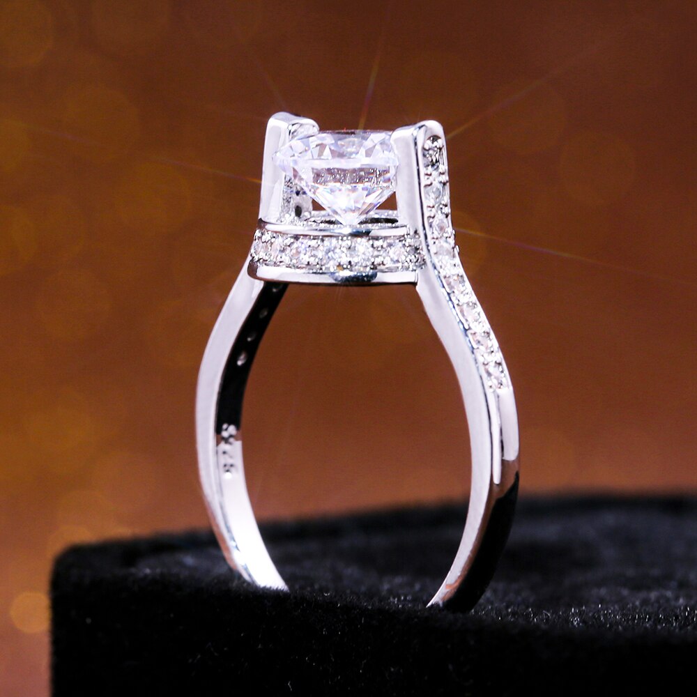 Huitan Classic Wedding Engagement Ring Fascinating With Brilliant Dazzling Cubic Zirconia Stone Prong Setting