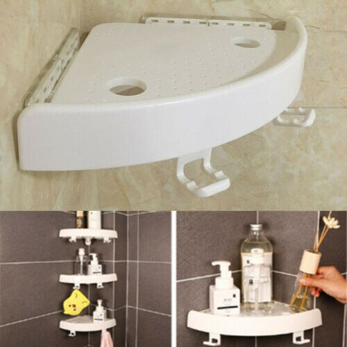 Bathroom Triangular Shower Shelf Corner Bath Storage Holder Organizer Rack White Wall Home Stuff Storage Corner Snap Shelves