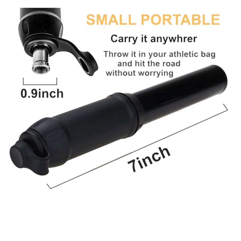 Mini Hand Bike Pump,Portable Bike Air Pump High Pressure 140 Psi Air Pump for Mountain and Bike Tires, Toys, Basketball