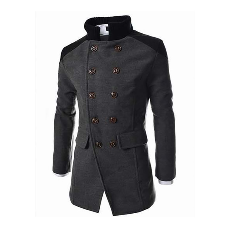 England Style Male Brand Clothing Turn Down Collar Wool Blend Coat Mens Double Breasted Thick Coat Overcoats